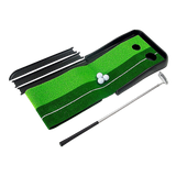 Indoor Practice Putting Green 2.5m Mat Inclined Ball Return Fake Grass 2 Holes